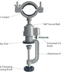 Heavy Duty Bench Clamp Vise Drill Stand Holder With 360 Degree Swivel And 45 Degree Tilt Adjustable Clamp For 1.57 To 2.16 Inch Diameters 2.04 Inch Throat Aluminum Alloy Workhorse Grinder Holder For DIY Projects And Jewelry Making, aluminum frame