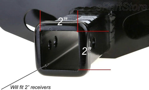 Black Metal Flag Trailer Hitch Cover For 2 Inch Receivers, showcasing fit for standard hitch size.
