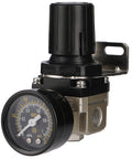 Stainless Steel Air Compressor Pressure Regulator One Quarter Inch PT with mounting bracket and gauge adjustable 0 to 160 PSI
