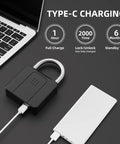 Heavy Duty Fingerprint Padlock With Bluetooth Outdoor Waterproof Smart Lock for Gates Fences Lockers charging via Type-C.