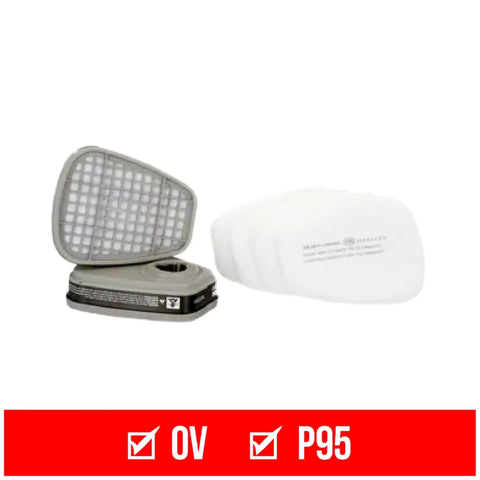 Performance Supply Kit For Paint Jobs With 6000 Series Replacement Cartridges And P95 Filters, Bayonet Mount Compatible With Respirators