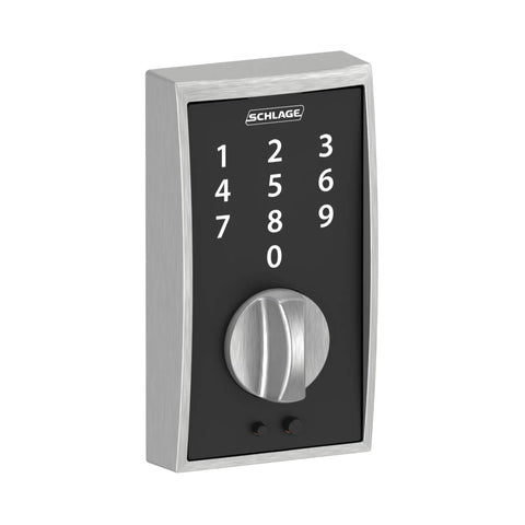 Keyless Entry Electronic Deadbolt With Touchscreen Keypad For Front Door Satin Chrome BE375 Cen 626 No Key Needed Security Grade 2 AAA