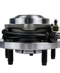 Front view of Front Wheel Hub And Bearing Assembly 5 Lug With ABS Fits 2005 2006 2007 2008 2009 2010 Jeep Grand Cherokee And Commander Drop-In Replacement Front Axle Hub Unit showing ABS sensor attached.