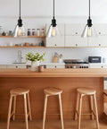 Kitchen with Retro Edison Style Pendant Light With Clear Glass Shade For Kitchen Island Dining Room Classic Retro Vibe Industrial Black Mini Flush Mount Fixture E26 Base 40W Bulb Not Included Ideal For Living Room Bathroom Porch Bar Hotels above island