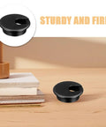 Sturdy Round Plastic Cable Grommet Kit With Easy Tool-Free Installation Covers Desk Cord Holes For Home And Office Cable Management Wear Resistant 10 Pack black round plastic desk cord hole cover on wooden table