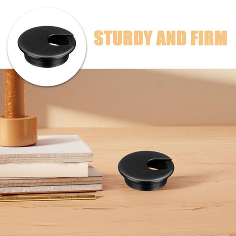 Sturdy Round Plastic Cable Grommet Kit With Easy Tool-Free Installation Covers Desk Cord Holes For Home And Office Cable Management Wear Resistant 10 Pack black round plastic desk cord hole cover on wooden table