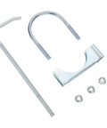 Beefy 4 Inch Universal Exhaust Clamp With Rear Hanger Set Of 2 showing components including U-bolt, clamp, nuts.