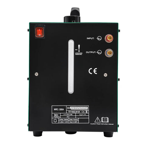 Heavy Duty Tig Welder Water Cooler System Wrc-300a back view showing input, output ports and water level indicator.