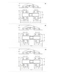 Technical diagram of No Drill Cabinet Hinge With Soft Close Hydraulic Action, 90 Degree Opening, Nickel Plated Hardware.