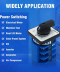 63A Rotary Change Over Switch With Copper Cable Connector 660V Three Position Three Phase Cam Switch 12 Terminals Open Lugs Universal Selector in blue housing for power switching applications