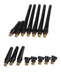 Dope 15 PCS Tig Back Cap Kit Fits Wp 17 18 26 Torch With Brass Bakelite Rubber Covers, 15 pieces in black and brass finish.
