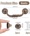 Six Pack Drop Bail Drawer Handles 4.72 Inch Center Hole Vintage Antique Bronze Cabinet Pulls with screws and dimensions shown