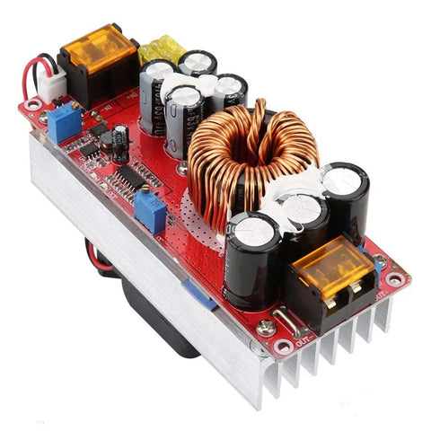 Beefy 1500W Boost Converter DC To DC Step Up Module from 10 to 60V Input to 12 to 97V Output with CC CV Regulation, top view