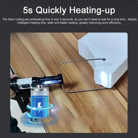 8 In 1 Cordless Hot Wire Foam Cutter Kit With USB Type C Charging And 2000mAh Battery slicing foam block on wooden table