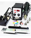 2 In 1 SMD Rework Station With Hot Air Gun And Soldering Iron Kit For PCB Repair, Includes Wire Tips, Tin Remover, Reel, Microscope Slides, 110V-220V For Precision Electronics Repair