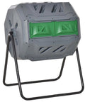 43 Gallon Dual Chamber Compost Tumbler With 360 Degree Rotation And 16 Aeration Vents for backyard garden composting, gray color