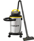 Heavy Duty Wet And Dry Vacuum Cleaner With 4 Gallon Tank And 4 HP Power, stainless steel canister in silver and yellow