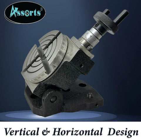 Tilting Rotary Table 3 Inch For Milling Machines With Dual Axis 0 To 90 Degrees And 4 Slot Base Ideal For Gear Cutting