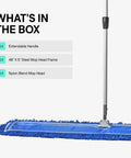 Heavy Duty 48 Inch Blue Commercial Dust Mop And Floor Sweeper With Extendable Handle for Hardwood Tile and Concrete Floors
