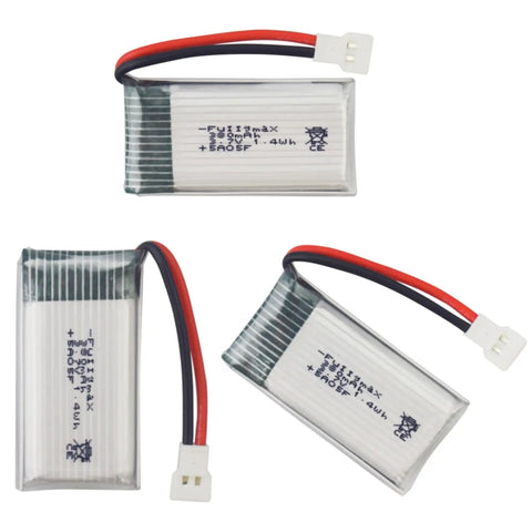 Three 3.7V 380mAh LiPo batteries from 5 In 1 Smart Charger With 5 Pack 3.7V 380mAh Lithium Batteries For Hubsan X4 H107 Series And Syma X11 X11C Drones.