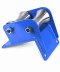 Heavy Duty Cable Pulley Roller Guide Block With Steel Frame And Visible Fasteners For Industrial Utility Maintenance Two Wheel Wellhead 160x100mm System Designed For Smooth Line Pulls And Built To Last. Blue steel 2-wheel guide block