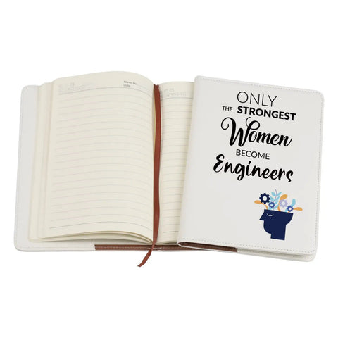 Leather Engineer Notebook Cover For Women, Waterproof Journal Case For Female Engineers with quote open A5 notebook