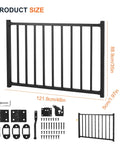 Slick Aluminum Deck Railing Door With No Fuss Self Closing Hinge And Darn Dependable Latch Quick Install Setup Weather Resistant Finish Top Shelf Quality Backyard Gates, 36in wide, black aluminum construction.
