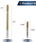 M11x2.0 4-Flute And M8x1.25 3-Flute Thread Tap Set, Tin Coated, Engine Bolt Thread Chaser, Sizes M11x2.0 and M8x1.25 Shown