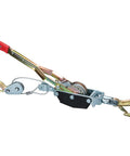 Power Puller 4 Ton Capacity Heavy Duty Beast Cable Winch with red handle and dual hooks for lifting large equipment safely.