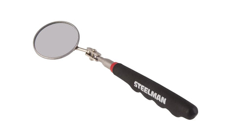 Telescoping 36 Inch Round Inspection Mirror With 2.25 Inch Head Articulating Pivot And Compact 6.25 Inch Foldable Handle