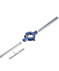 One Quarter Twenty UNC Tap And Die Set With Twenty Millimeter Round Die Stock And Handle Wrench shown with detachable handle