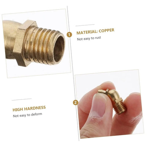 Close-up view of copper grease nipples highlighting material and hardness for Copper Grease Nipples Assortment Kit With Zerk Fittings For Lubrication