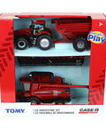 1/32 Scale Harvest Set With Interchangeable Heads And Movable Augers, Realistic Grain Cart, AFS Connect Magnum 380 Tractor toy in box