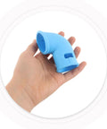Hand holding sky-blue Silicone Steam Diverter For Pressure Cooker High Temperature Resistant Exhaust Vent Tube