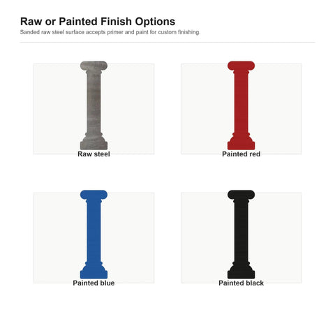 Raw 20 Gauge Mild Steel Column Cutout Wall Art For Craft And Garden Decor in raw, red, blue, and black finish options.