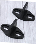 Sliding Barn Door Floor Guide With Ground Mount Carbon Steel Roller Guide Double Wheel Bearing System For Smooth Glide Adjustable Width Fits Various Door Gaps DIY Door Hardware For Your Home Renos, showing two black metal guides on wooden surface.