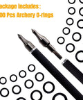 Image of 200 Pcs Archery O Rings For Broadhead Tips One Quarter Inch Replacement Rubber Bands with arrows and O-rings