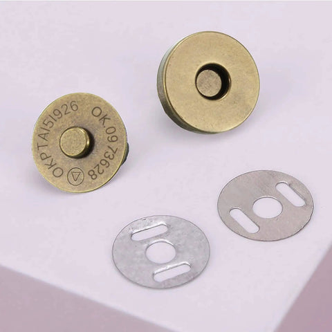 20 Set Bronze 14mm Magnetic Snaps Kit For Purses And Bags With 1 Male Snap 1 Female Snap And 2 Washers Per Set