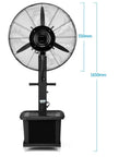 Heavy Duty Oscillating Misting Fan Delivers Smooth Cool Breezes While Quieting The Room with 1650mm height and 550mm head.