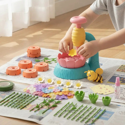 Kids DIY Craft Kit Made With Paper Materials For Reusable Fun That Sparks Creativity And Personal Expression Totally Kid Friendly And Easy To Use Perfect For Young Artists To Explore Imagination And Hands On Craft Projects, child assembling flower model