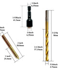 25 Pack 1/4-20 X 2 Inch Hanger Bolts With Rust Proof Zinc Finish Includes Steel Driver And HSS Drill Bit components with measurements