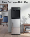 Top Shelf 4-In-1 Countertop Water Dispenser Plus Fast Ice Maker With Bottom Loading Cooler Hands Hot Cold Or Mild Drinks Makes 33 Lbs Of Quick Chill Cubes Daily Boasts Child Lock For 3 5 Gallon Bottles For Smooth Office Hydration In Glossy Black situated in a modern home setting.