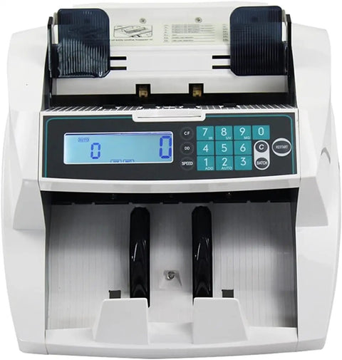 High Performance Digital Money Counter Machine With Uv Mg Ir Sensors, front view showing control panel and feed slots.