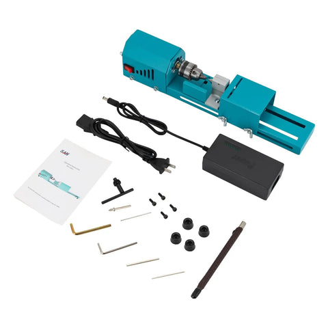 Heavy Duty Woodworking Beads Polisher Machine Mini Lathe Milling Tool For Table Top Use with accessories and user manual.
