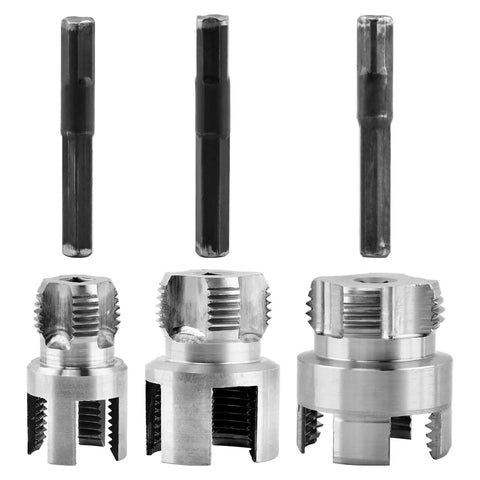 3Pcs Heavy Duty PVC Pipe Threader Kit with steel dies for electric drill, ideal for threading PPR and MPP pipes.