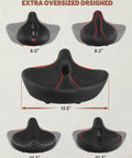 Extra Wide Comfort Bike Seat For Men And Women Pain Free Rides With Ergonomic Design And Ventilation Holes dimensions