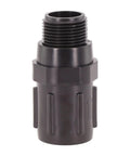 Black plastic Drip Irrigation Pressure Regulator 30 PSI three quarter inch garden hose water pressure reducer valve, threaded top view