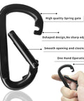 Heavy Duty 3 Inch Carabiner Clip For Hammocks And Gear D Shaped Spring Hook Clip For Camping Hiking Keychains Dog Leash Harness And Key Ring 880 Lbs Black Pack Of 2 showing smooth opening