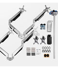 Full Motion Six Arm TV Mount Secures 10 To 24 Inch LCD LED Screens With Slick Gas Springs, includes mounting accessories.