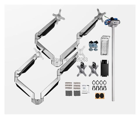 Full Motion Six Arm TV Mount Secures 10 To 24 Inch LCD LED Screens With Slick Gas Springs, includes mounting accessories.